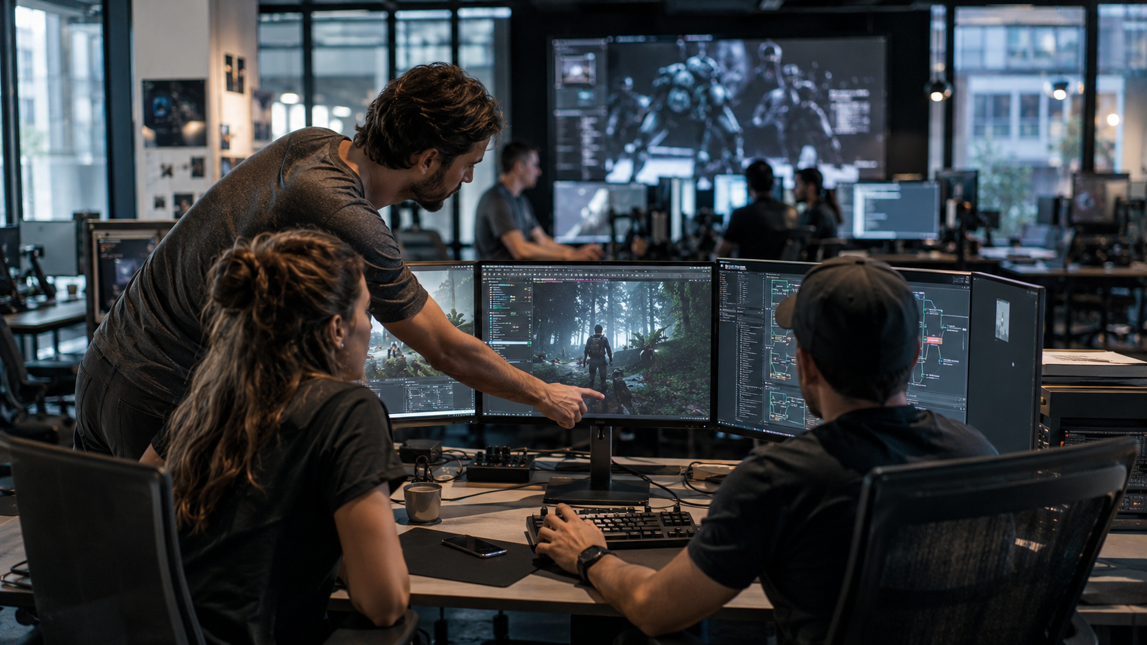 Estudio de desarrollo de videojuegos moderno