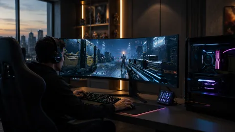 Sala de juegos con ambiente futurista